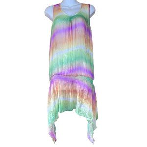 Paradise Sheer Pastel Rainbow Dress Lightweight Costume Mardi Gras Women's Small